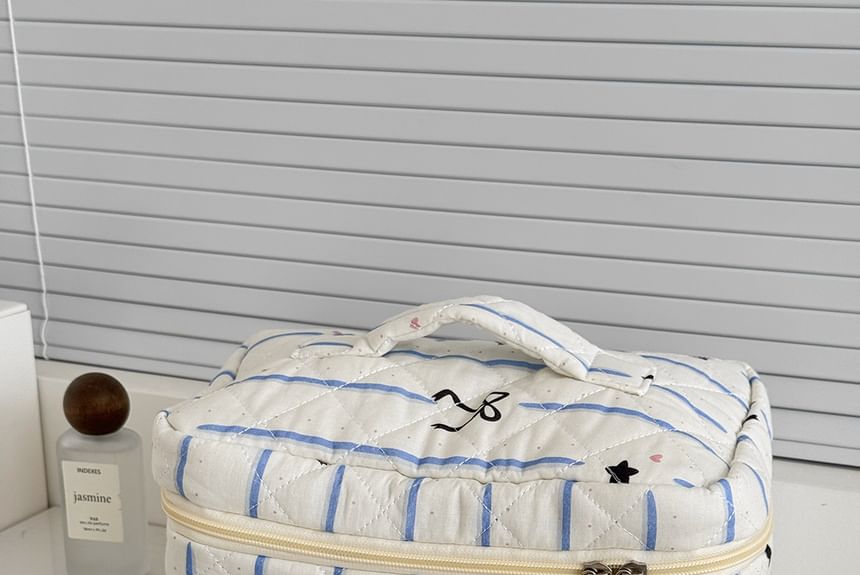 Bow Star Striped Fabric Makeup Bag (Various Designs)