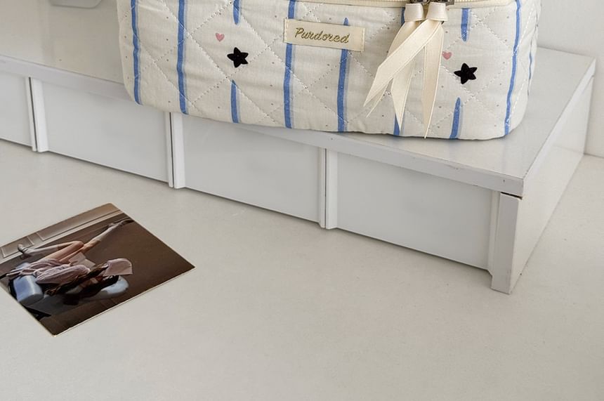 Bow Star Striped Fabric Makeup Bag (Various Designs)