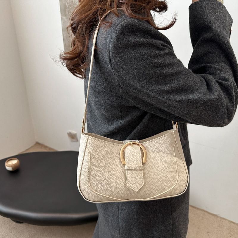 Buckled Panel Shoulder Bag