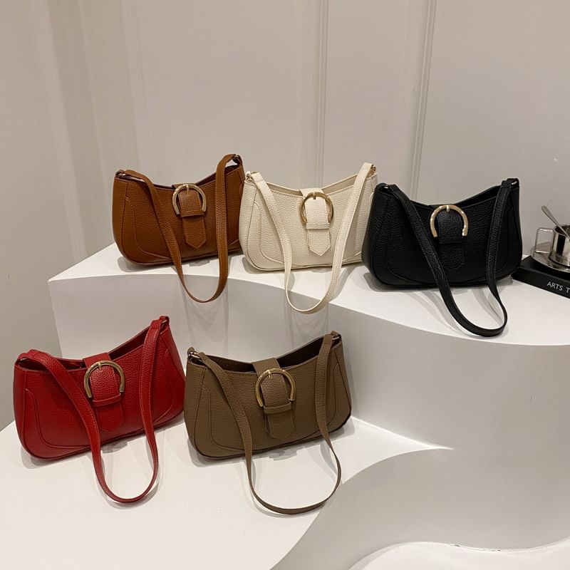Buckled Panel Shoulder Bag