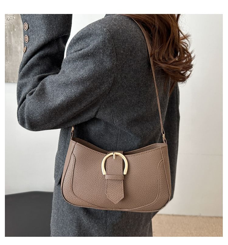 Buckled Panel Shoulder Bag