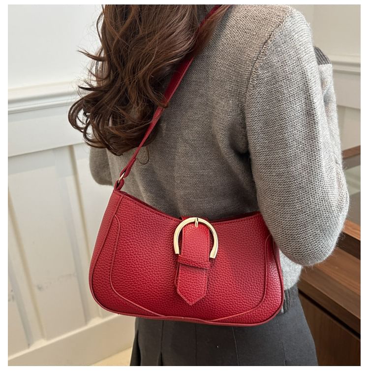 Buckled Panel Shoulder Bag