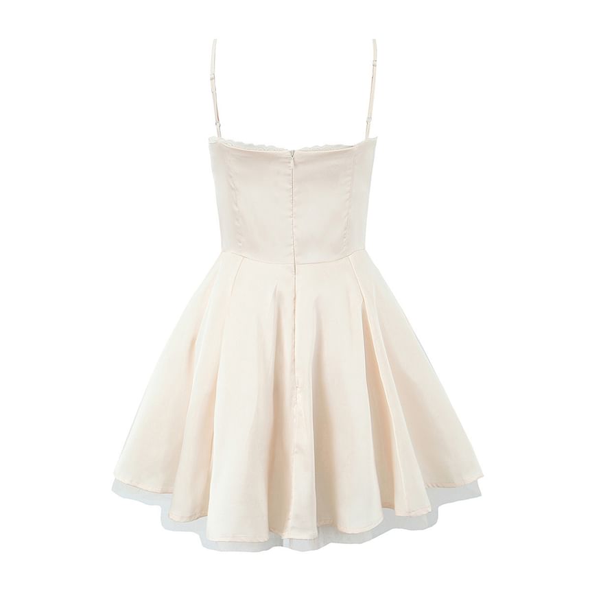 Sweetheart Lace Trim Layered Mini A-Line Dress