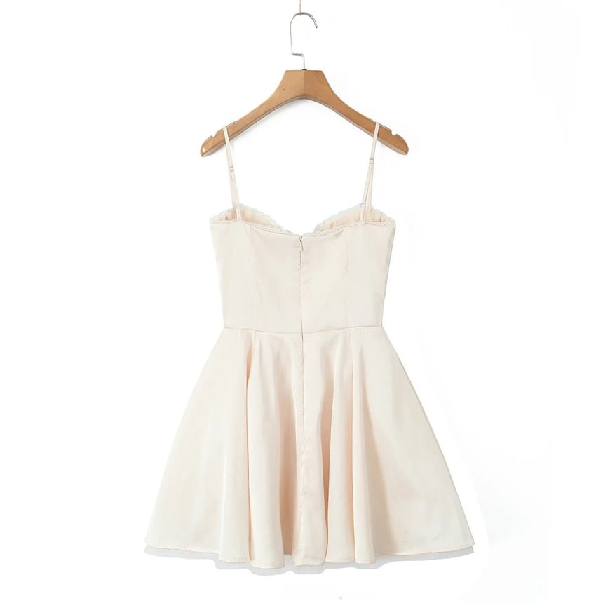 Sweetheart Lace Trim Layered Mini A-Line Dress