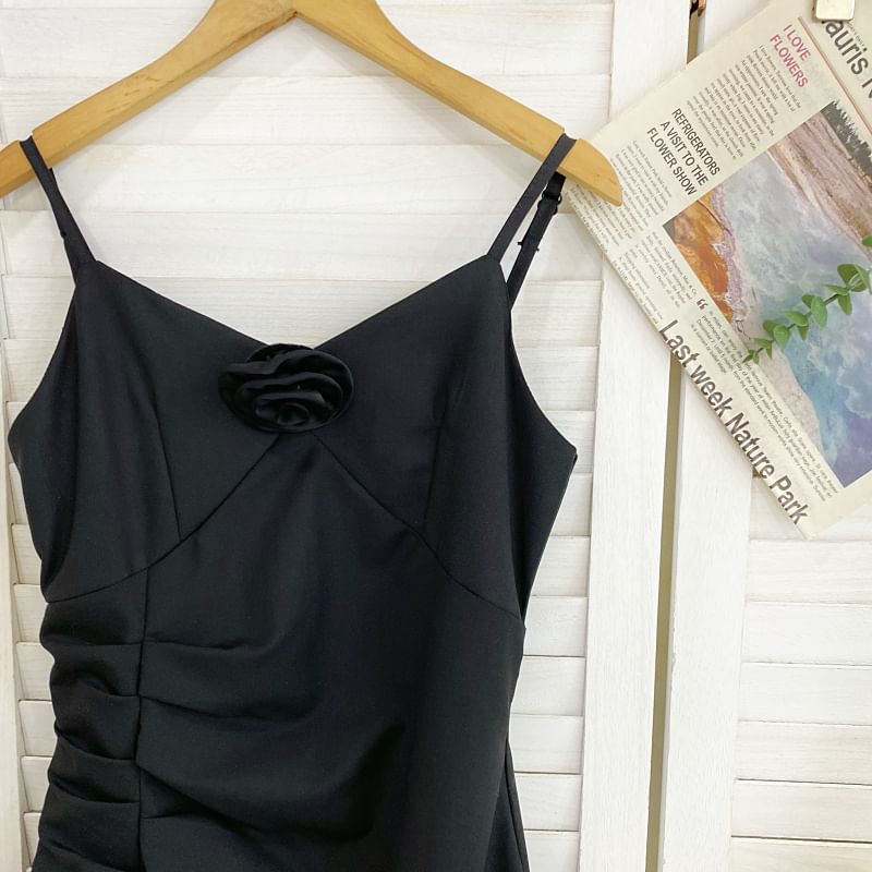 Shirred Mini A-Line Dress with Thin Straps