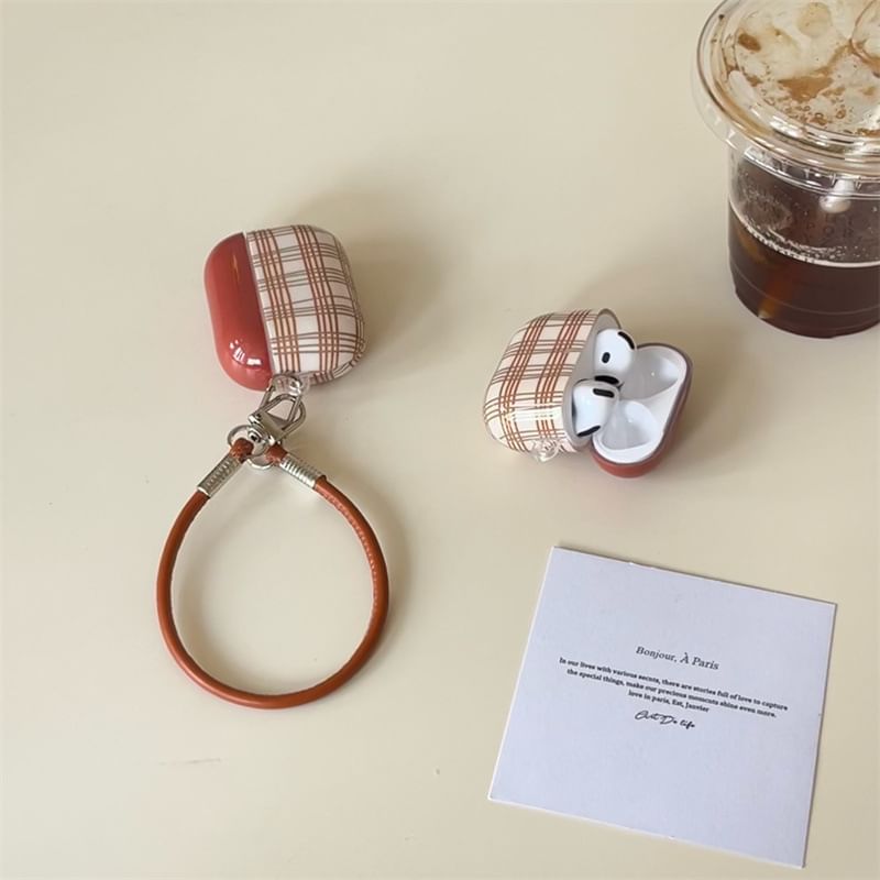 Plaid AirPods / Pro Earphone Case Skin / Strap / Set