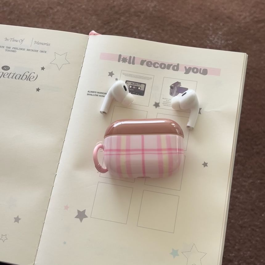 Plaid AirPods / Pro Earphone Case Skin / Dog Adhesive Decoration / Set