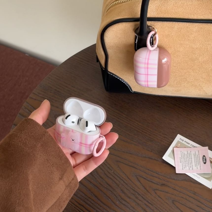 Plaid AirPods / Pro Earphone Case Skin / Dog Adhesive Decoration / Set