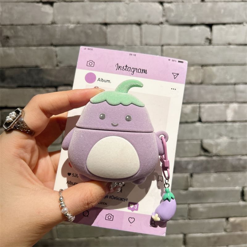 Eggplant AirPods / Pro Earphone Case Skin with Charm