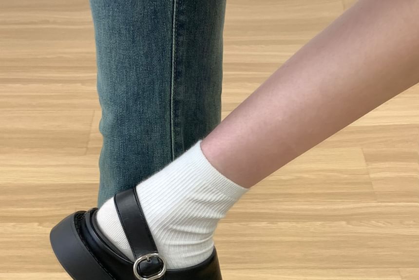 Platform Plain Buckled Faux Leather Slingback Clogs