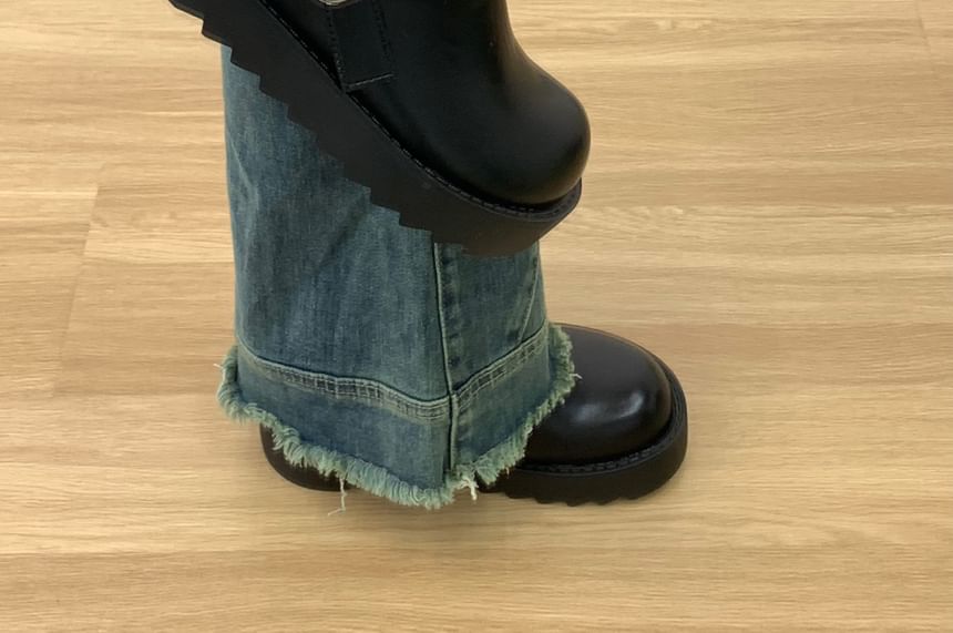 Platform Plain Buckled Faux Leather Slingback Clogs