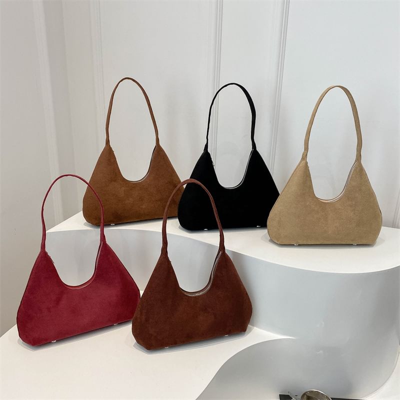 Plain faux Suede Shoulder Bag