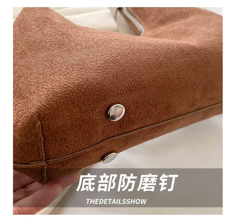 Plain faux Suede Shoulder Bag