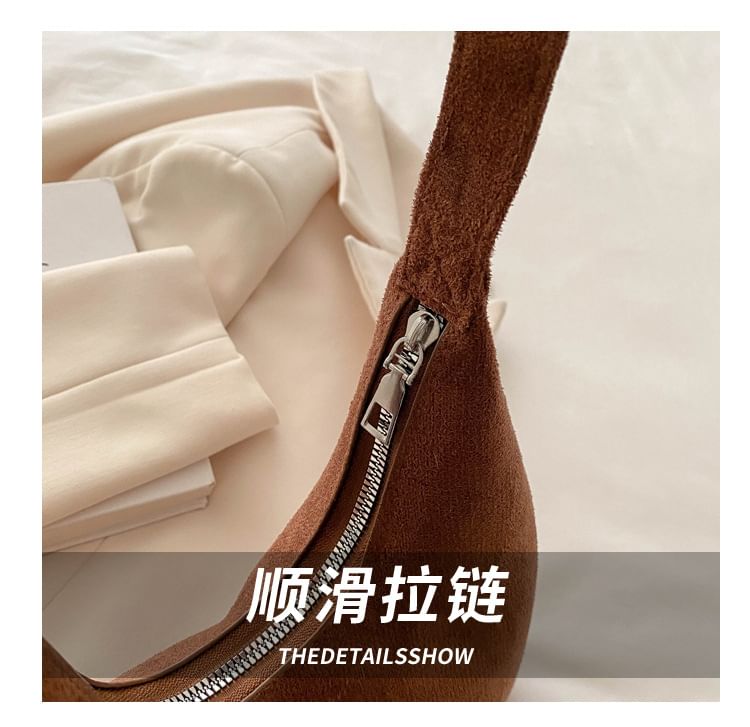 Plain faux Suede Shoulder Bag