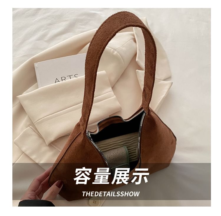 Plain faux Suede Shoulder Bag