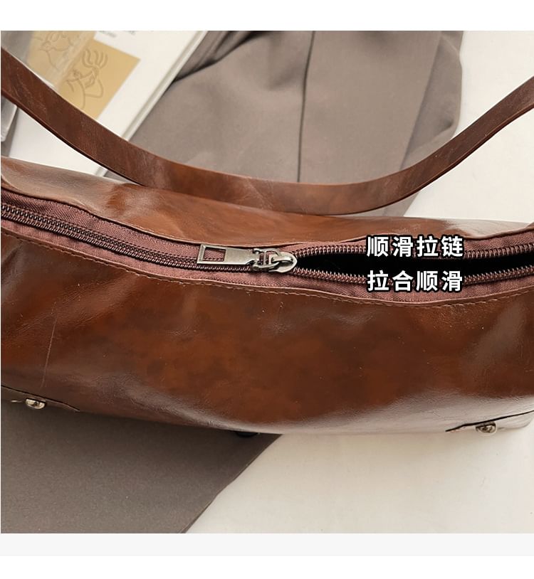 Studded Faux Leather Shoulder Bag