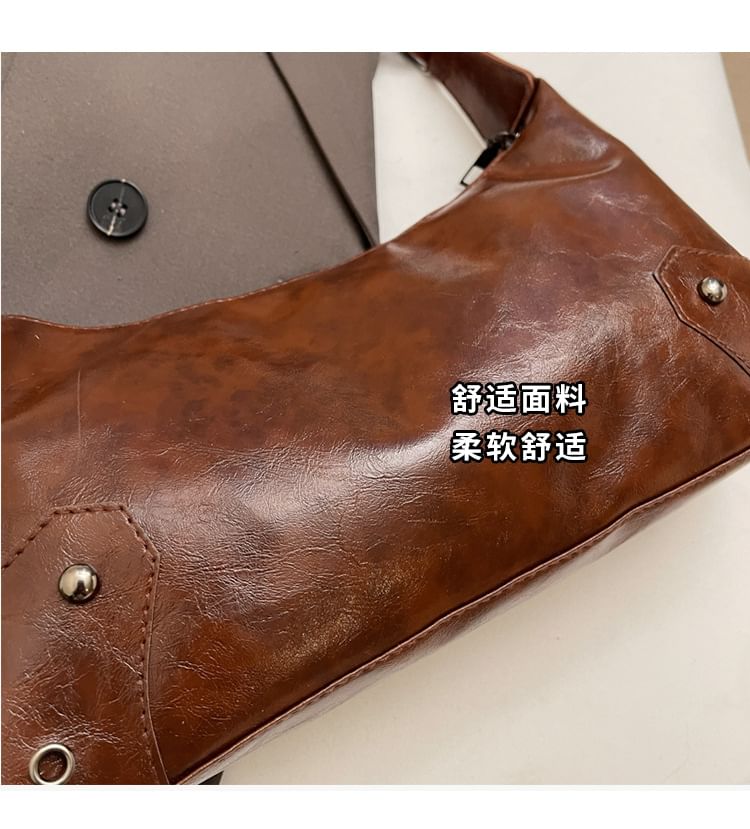 Studded Faux Leather Shoulder Bag
