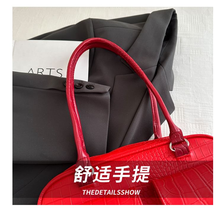 Multi-Pocket Faux Leather Shoulder Bag