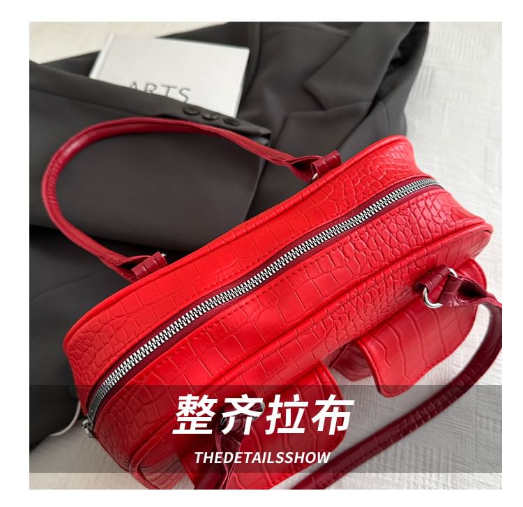 Multi-Pocket Faux Leather Shoulder Bag