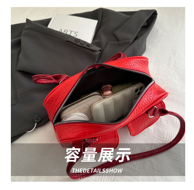 Multi-Pocket Faux Leather Shoulder Bag