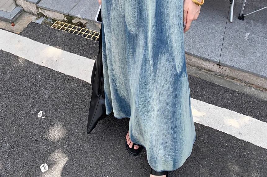 V-Neck Tie Dye Maxi A-Line Spaghetti Strap Dress