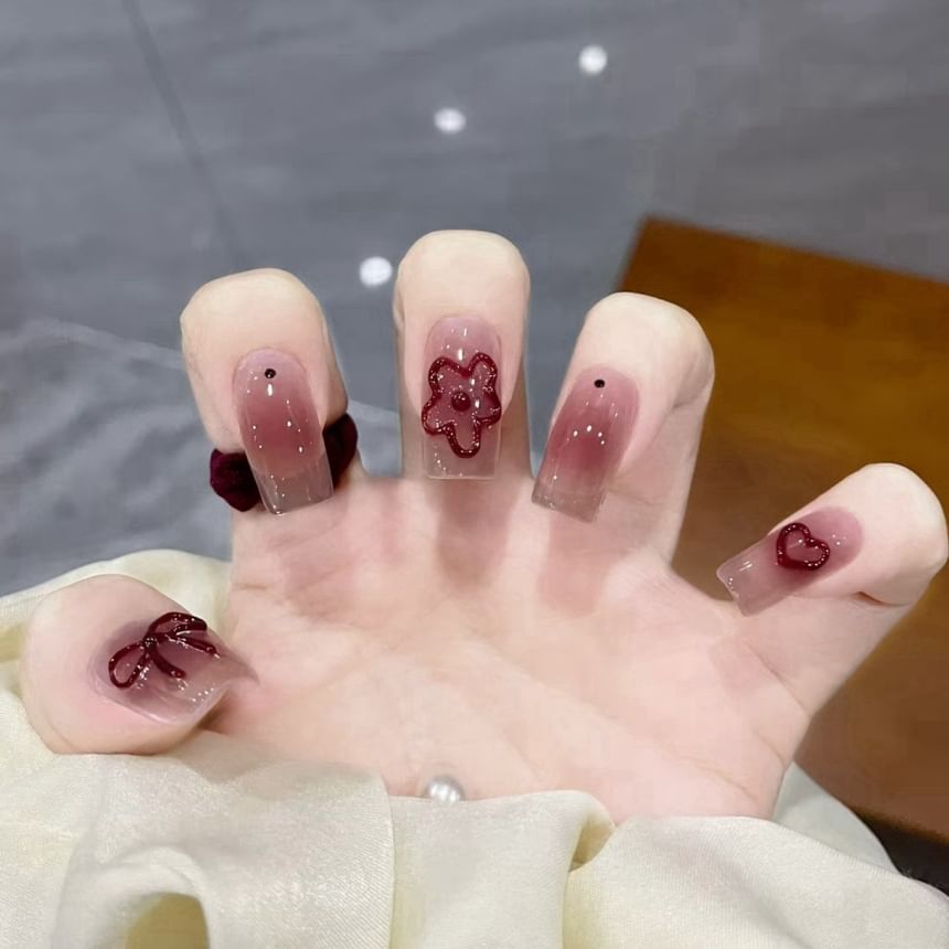 Floral Bow Press On Nail (Various Designs)