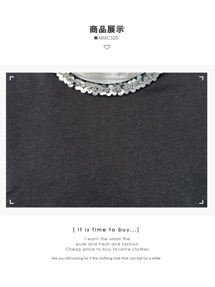 Ruffled Hem Top with Sequin Trim Vest and Mini Flared Skirt Set