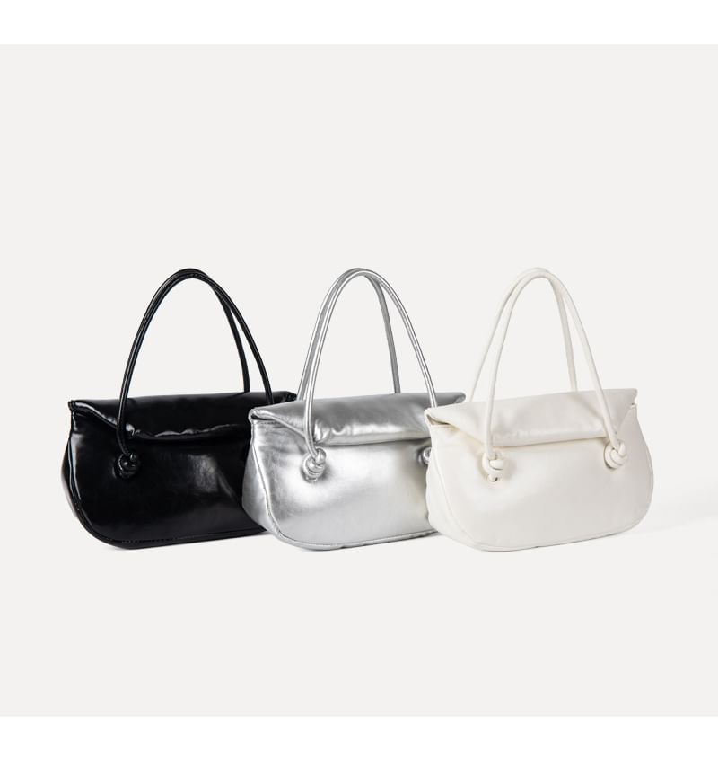 Faux Leather Plain Shoulder Bag