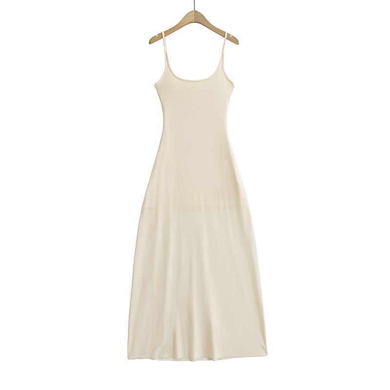 Plain Mesh Maxi A-Line Spaghetti Strap Dress