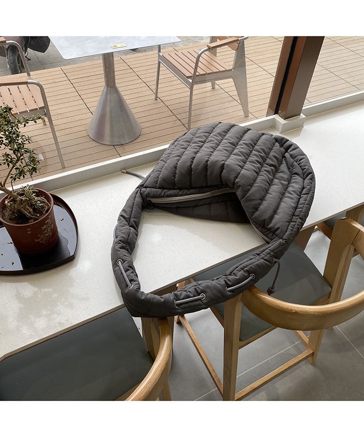 Plain Quilted Fabric Shoulder Bag