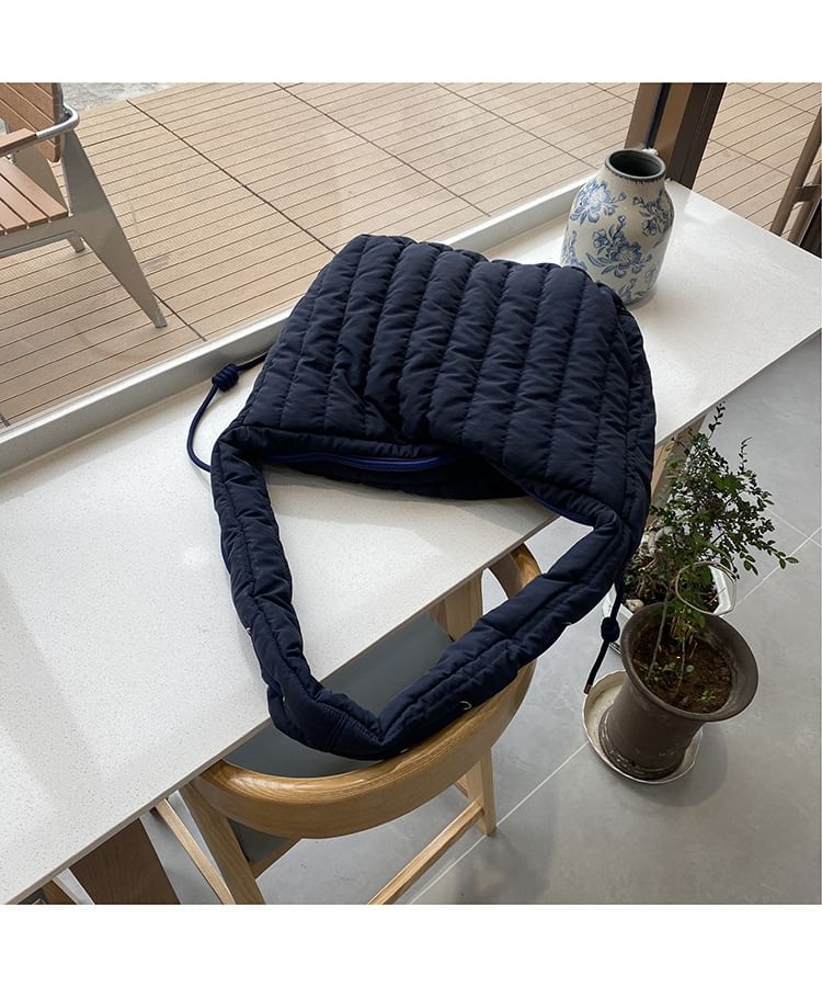 Plain Quilted Fabric Shoulder Bag