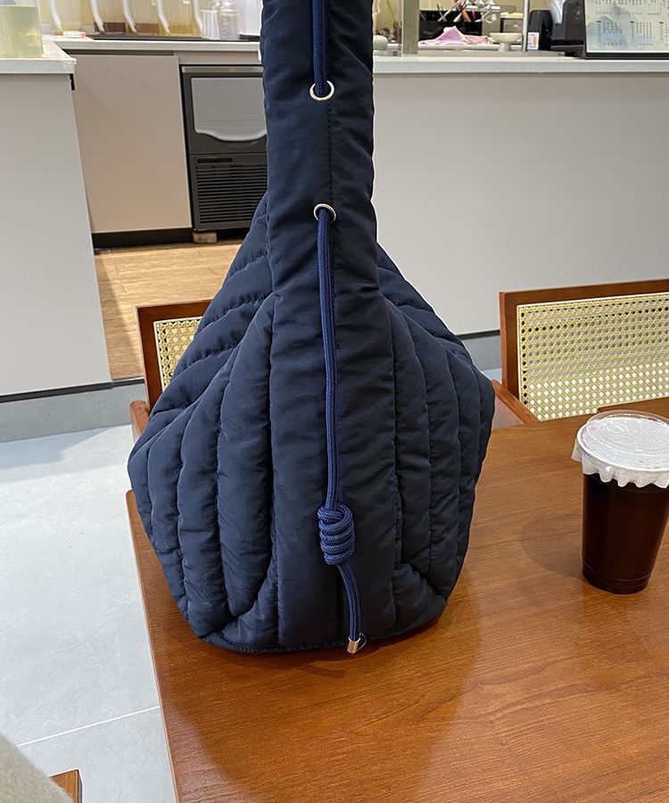 Plain Quilted Fabric Shoulder Bag