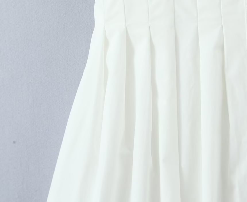 V-Neck Lace Midi A-Line Spaghetti Strap Dress