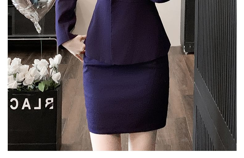 Shawl Lapel Hidden Button Blazer with Cropped Suit Pants, Mini Skirt, and V-Neck Blouse Set