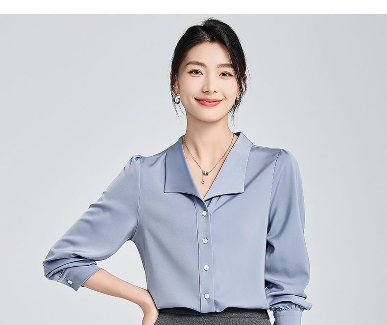 Long Sleeve Collared Blouse with High Rise Pleated Midi Flared Skirt Set