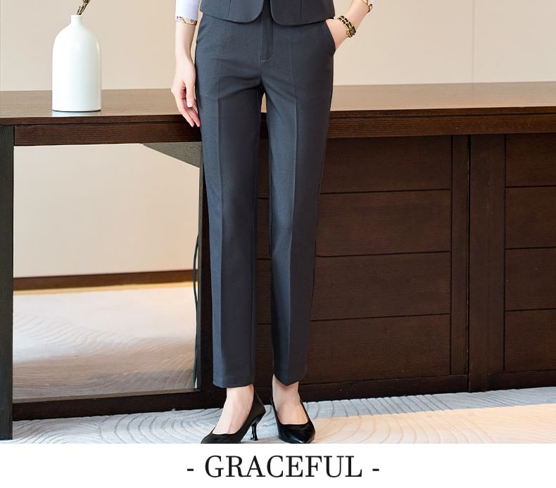 Vest, Straight Leg Pants, Pencil Skirt, and Shirt Multi-Piece Set