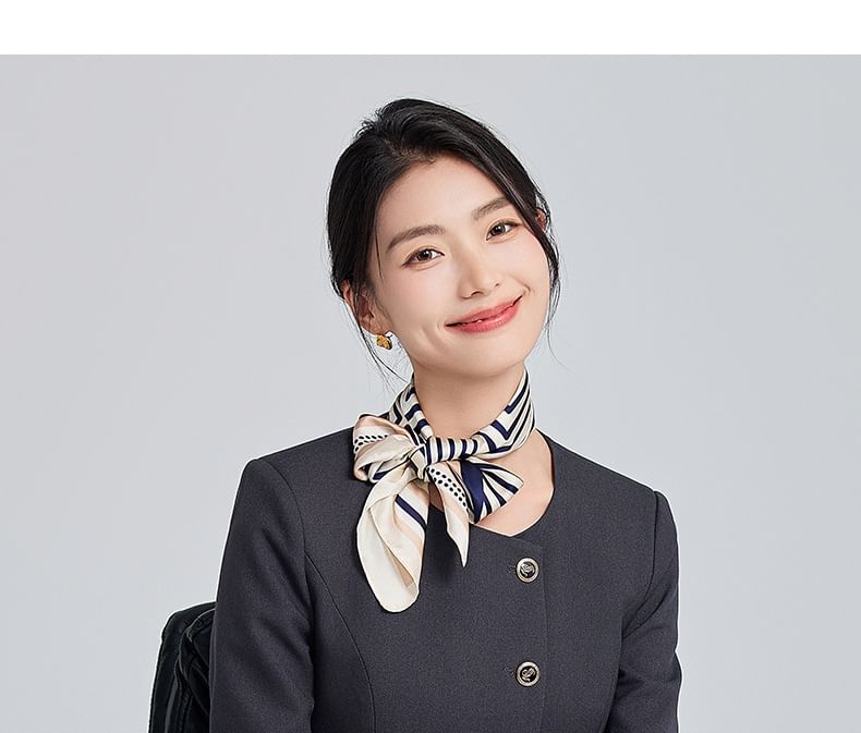 Round Neck Peplum Single Breasted Blazer with Straight Leg Pants and Mini Skirt Set