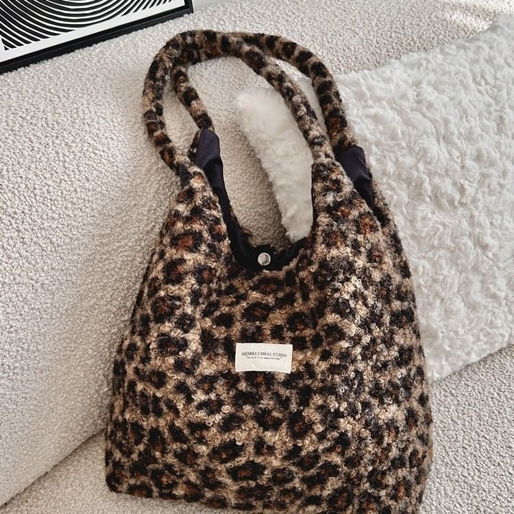 Leopard Patterned Boucle Tote Bag (Various Designs)