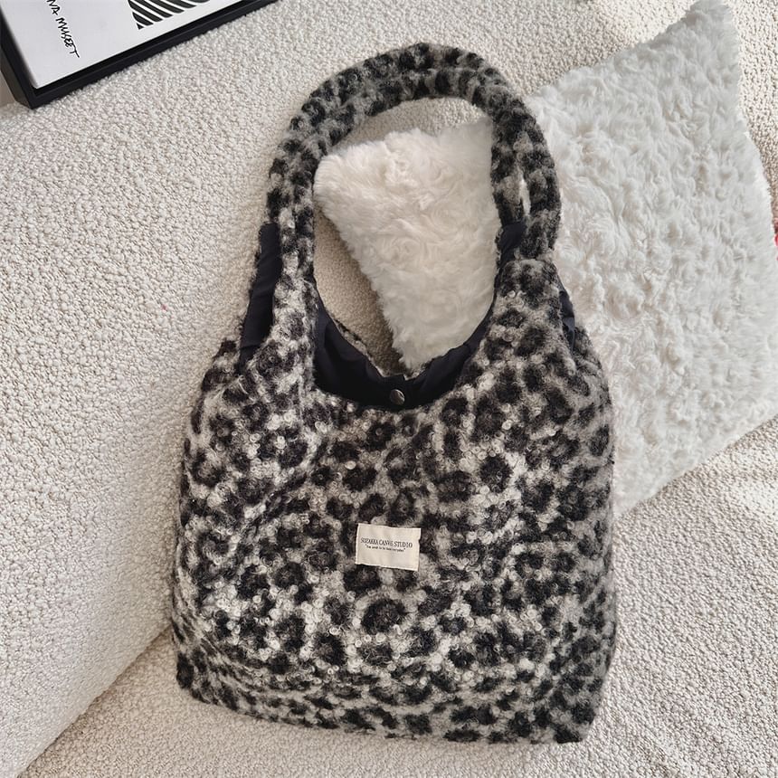 Leopard Patterned Boucle Tote Bag (Various Designs)