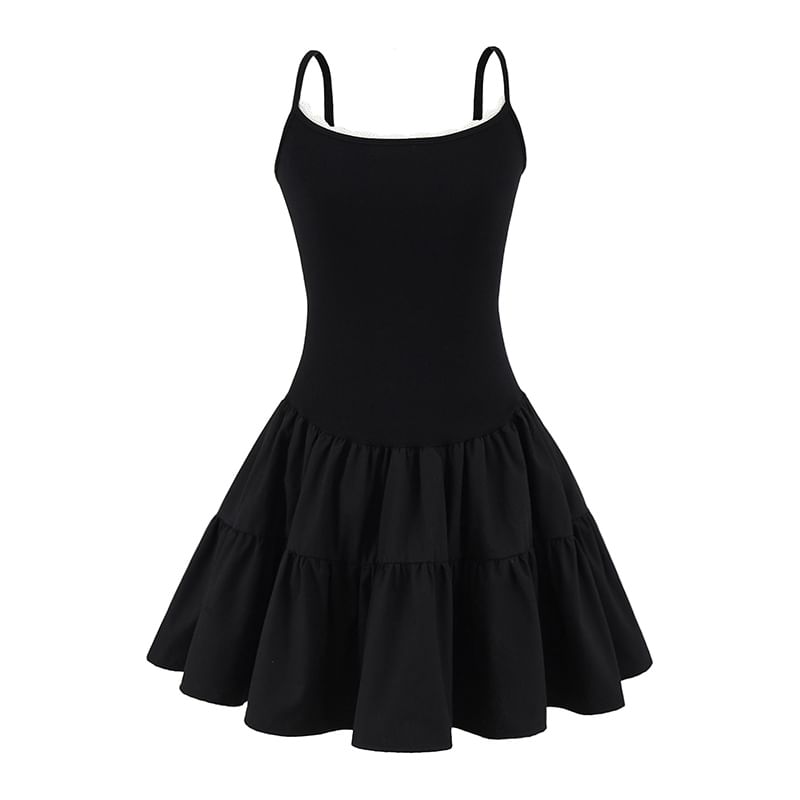 Scoop Neck Lace Trim Open Back Mini A-Line Spaghetti Strap Dress