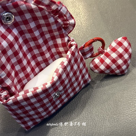Plaid Fabric AirPods / Pro Earphone Case Skin with Charm