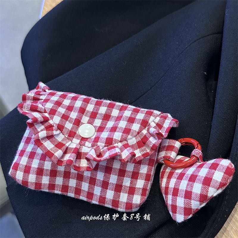 Plaid Fabric AirPods / Pro Earphone Case Skin with Charm