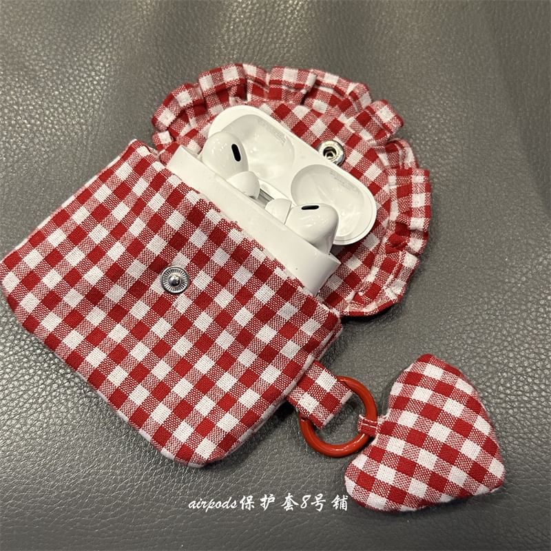 Plaid Fabric AirPods / Pro Earphone Case Skin with Charm