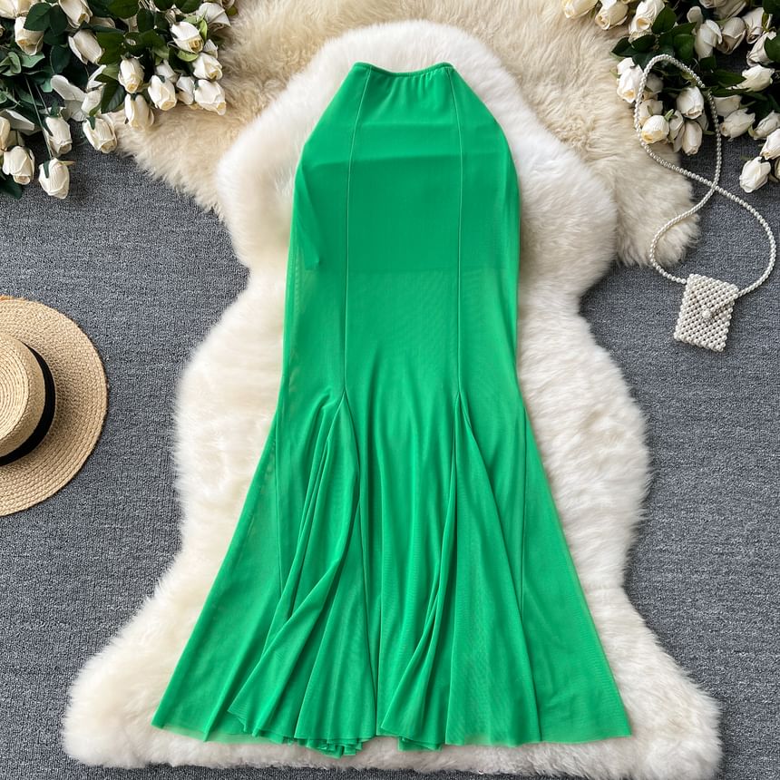 High Rise Smooth Fishtail Maxi Skirt