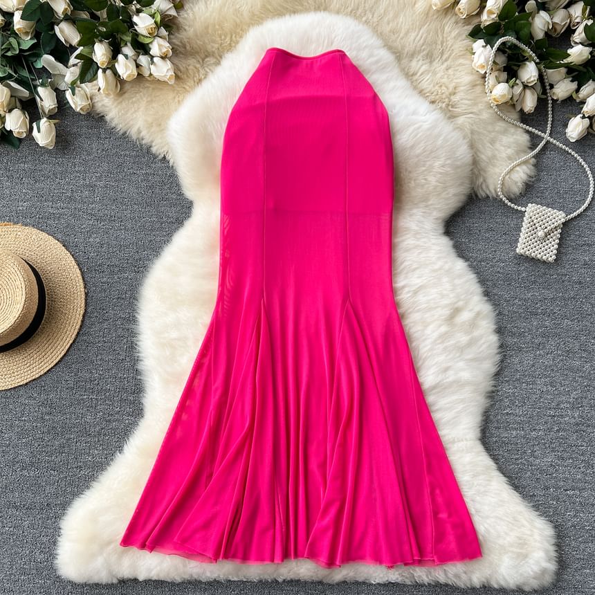 High Rise Smooth Fishtail Maxi Skirt
