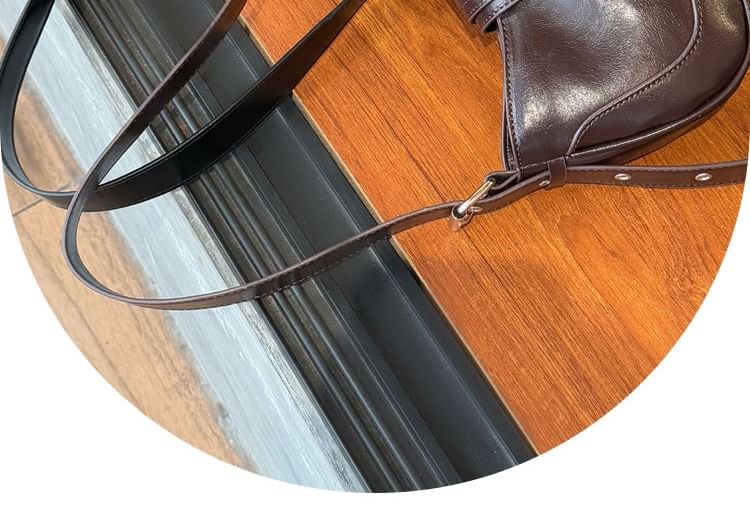 Faux Leather Buckled Hobo Bag