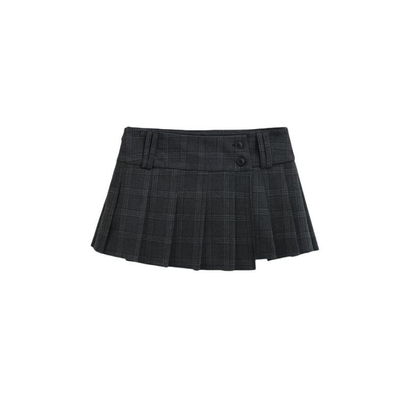 Striped Pleated Mini Skirt High Rise