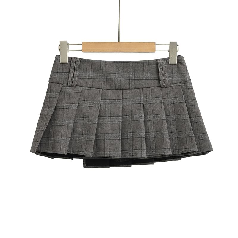 Striped Pleated Mini Skirt High Rise