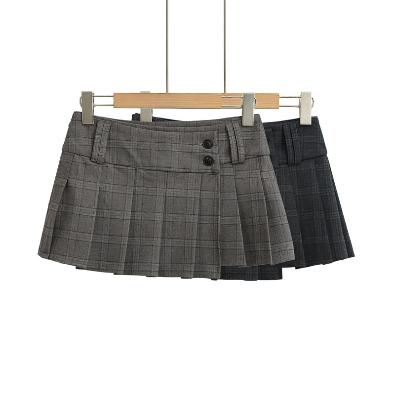 Striped Pleated Mini Skirt High Rise