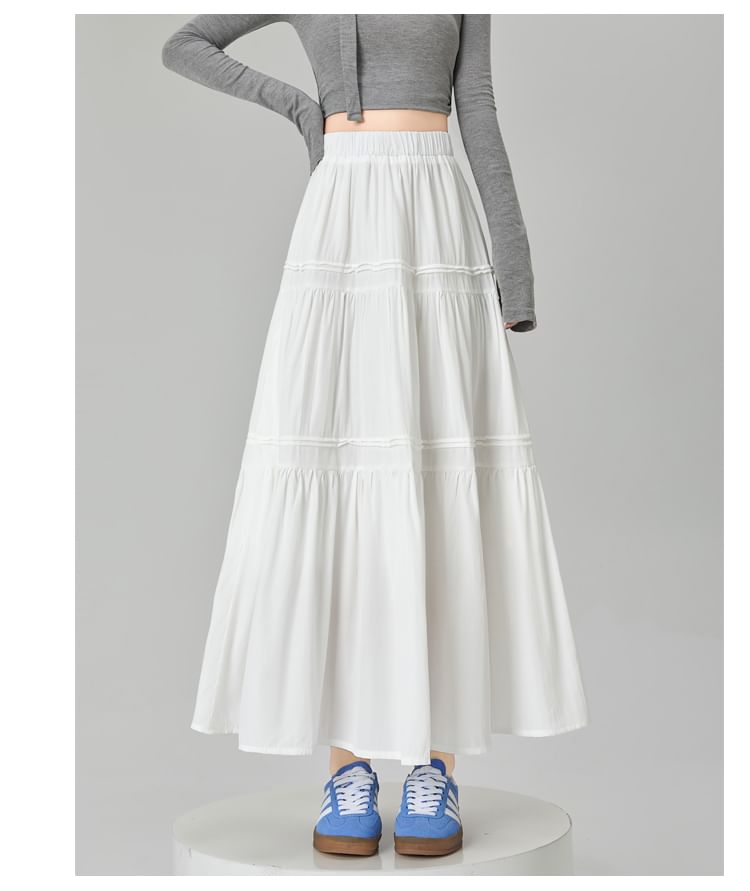 High Rise Lace Embellished Long Flared Skirt